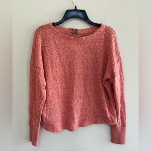by Anthropologie Temecula Linen-Blend Sweater Crew Neck Top in Coral Pink, sz S